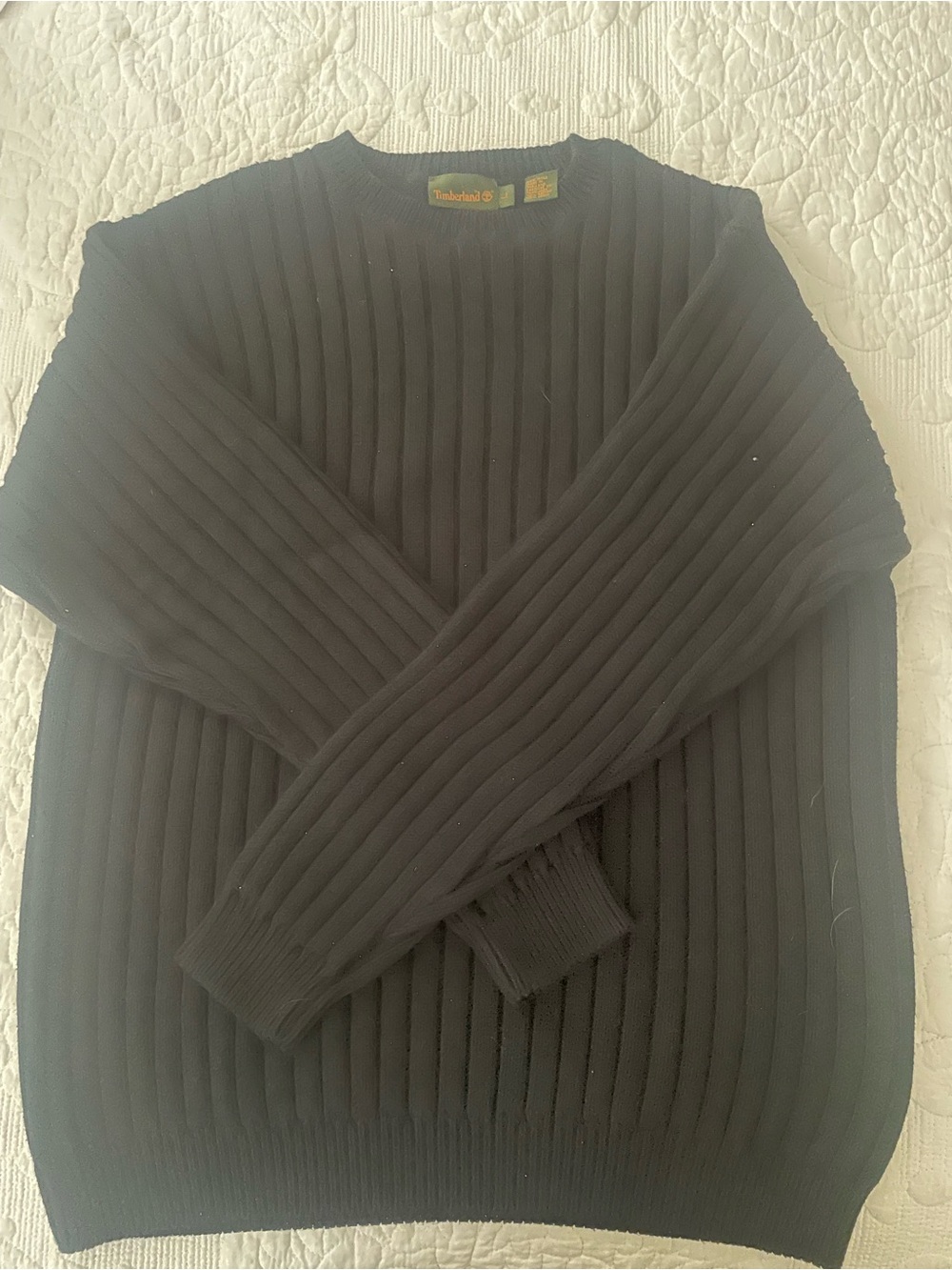 Timberland Men's Black Ribbed Crewneck Pullover Sweater